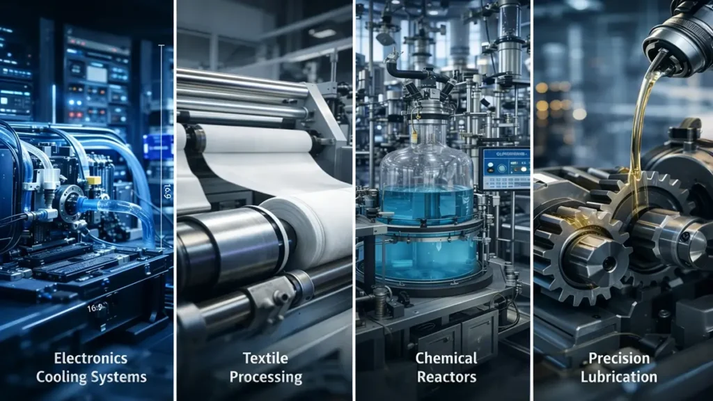 industrial applications of silicone oil in electronics textile and chemical manufacturing