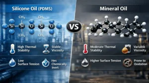 silicone oil vs mineral oil molecular structure comparison infographic