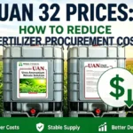 UAN 32 fertilizer prices and procurement cost reduction strategies with liquid nitrogen fertilizer storage tank in agricultural corn field